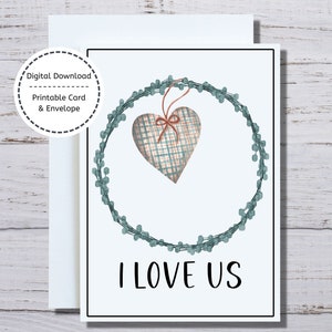 Je nous aime carte, carte imprimable 5 x 7, imprimable Saint-Valentin, Saint-Valentin romantique, carte Romance, coeur carte, carte mari, femme carte, Love Us Card