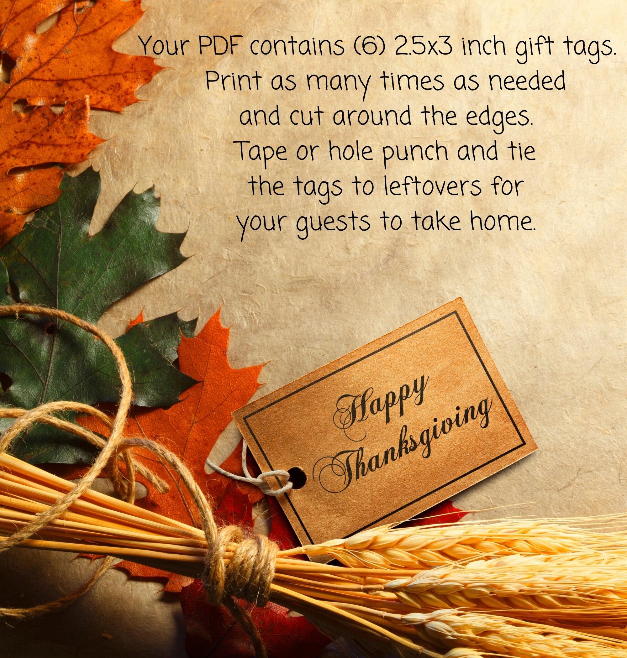 Thanksgiving Leftovers Labels Printable Thanksgiving Tags - Etsy