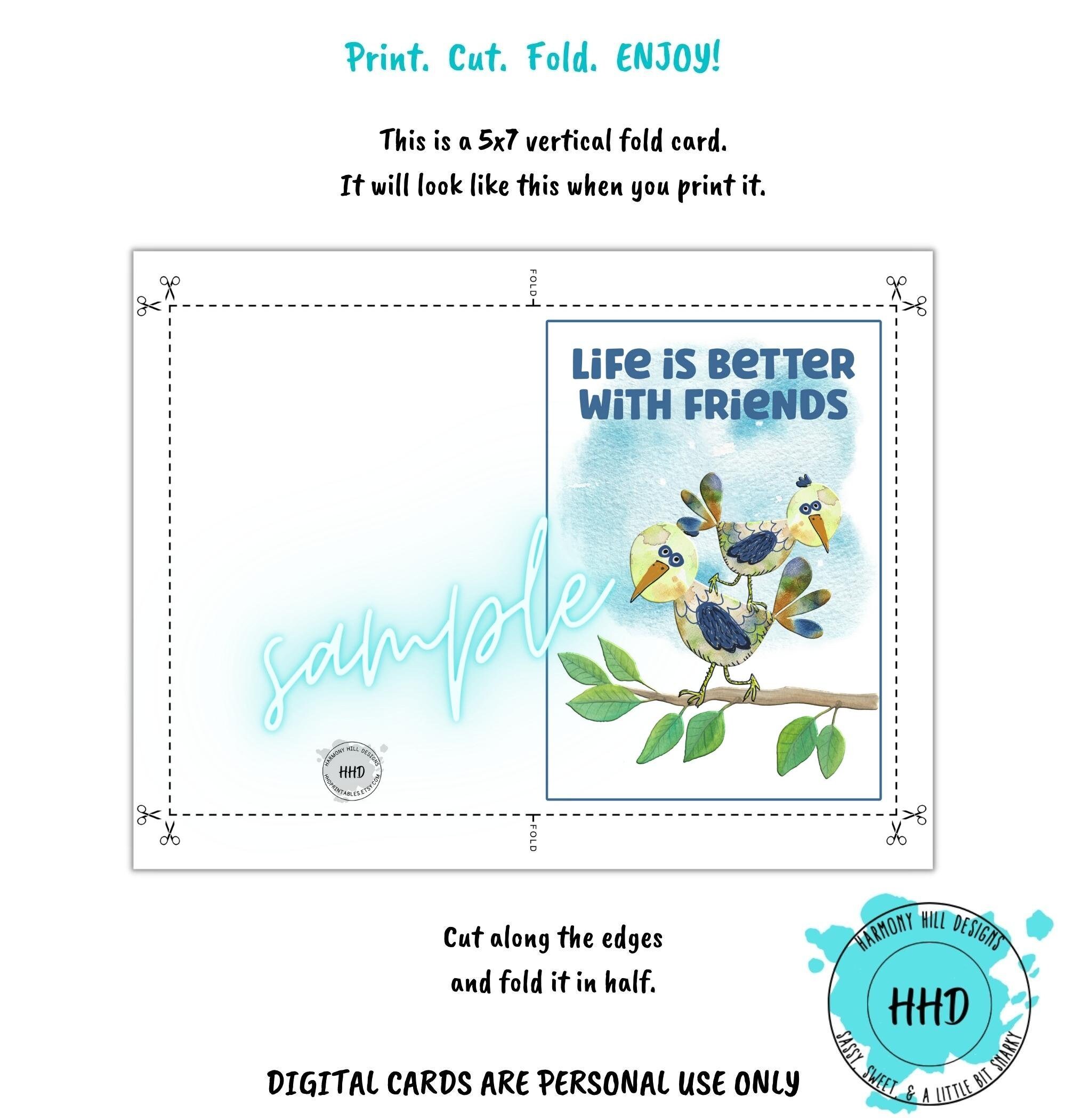 Friendship Card, Printable Bird Friendship Card, Life is Better With ...