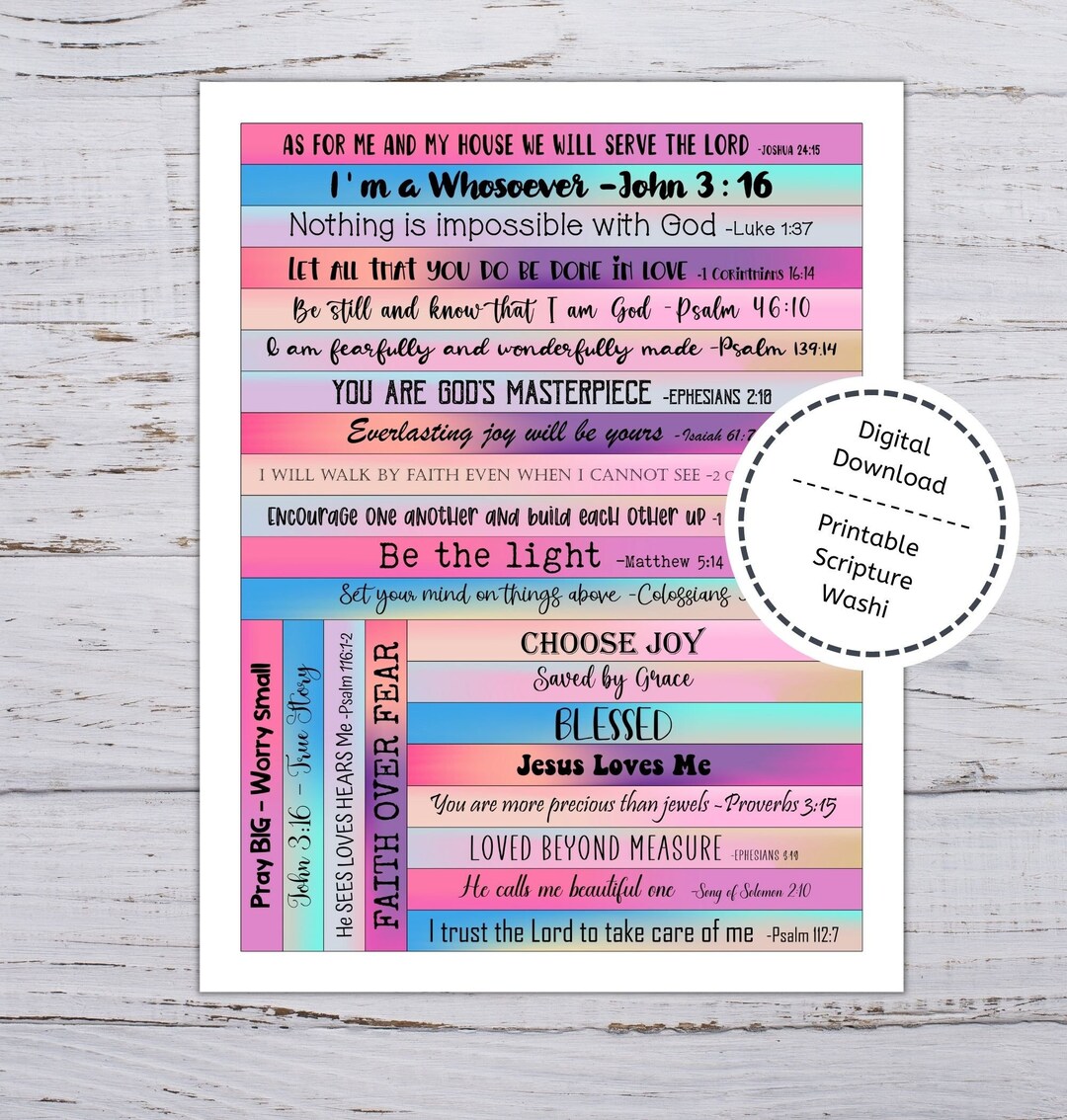 Printable Bible Washi Tape, Instant Download, Scripture Stickers, Christian  Planner, Faith Quotes, Verse Margin Strips, Prayer Journal -  Denmark