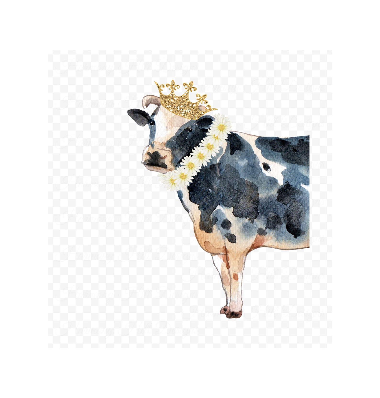 Cow With Crown Printable Cow With Daisy Necklace Print Cow - Etsy