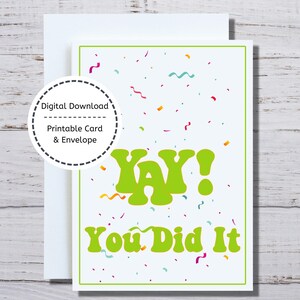 Tarjeta de Felicitaciones, Tarjeta Imprimible, Tarjeta de Estímulo, Yay lo hiciste, Tarjeta y sobre, Lo hiciste, Tarjeta de felicitaciones para imprimir