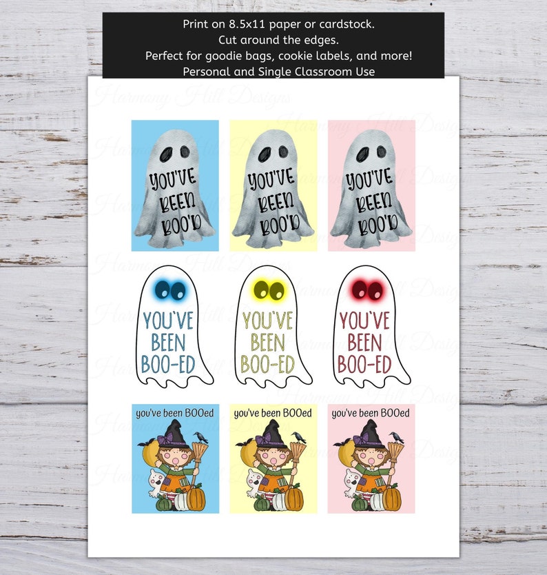 You've Been Booed Tags, Boo Gift Tag, Classroom Boo'd Tags, Halloween Ghost Boo Tags, You've Been Boo-ed Printable, Boo Cookie Labels, Ghost image 2