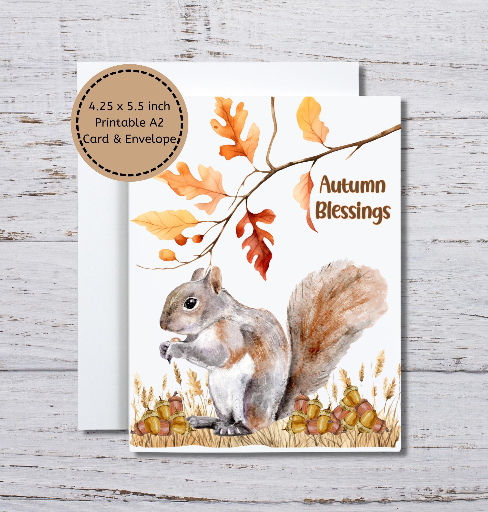 秋のリスのカード、秋の祝福、男性向け、女性向け、友人向け、リスの