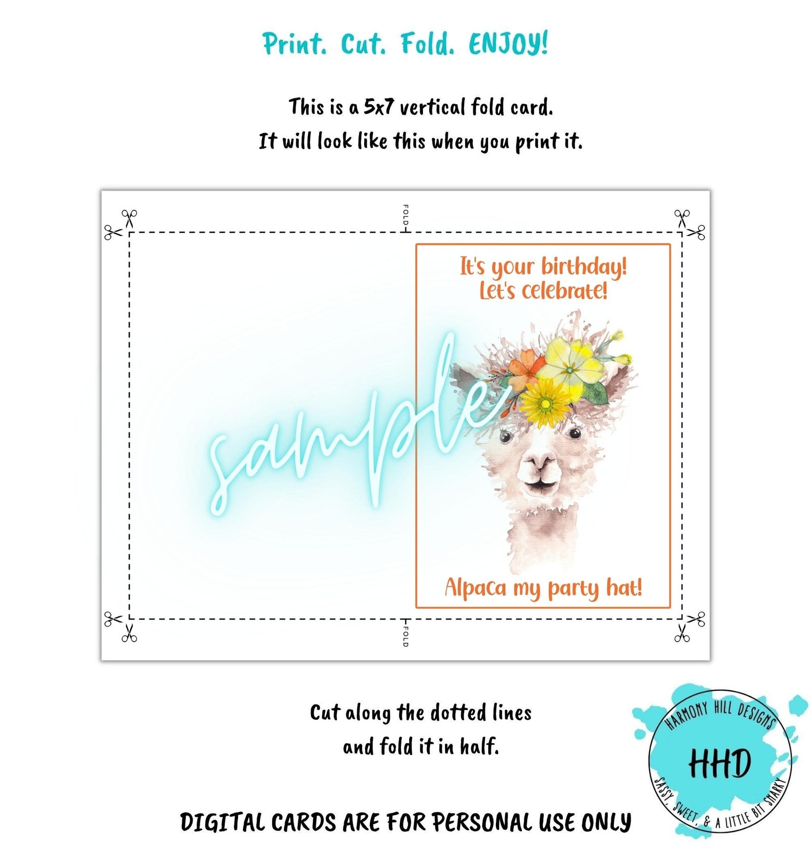 Alpaca Birthday Card, Printable Birthday Card, Funny Birthday Card ...