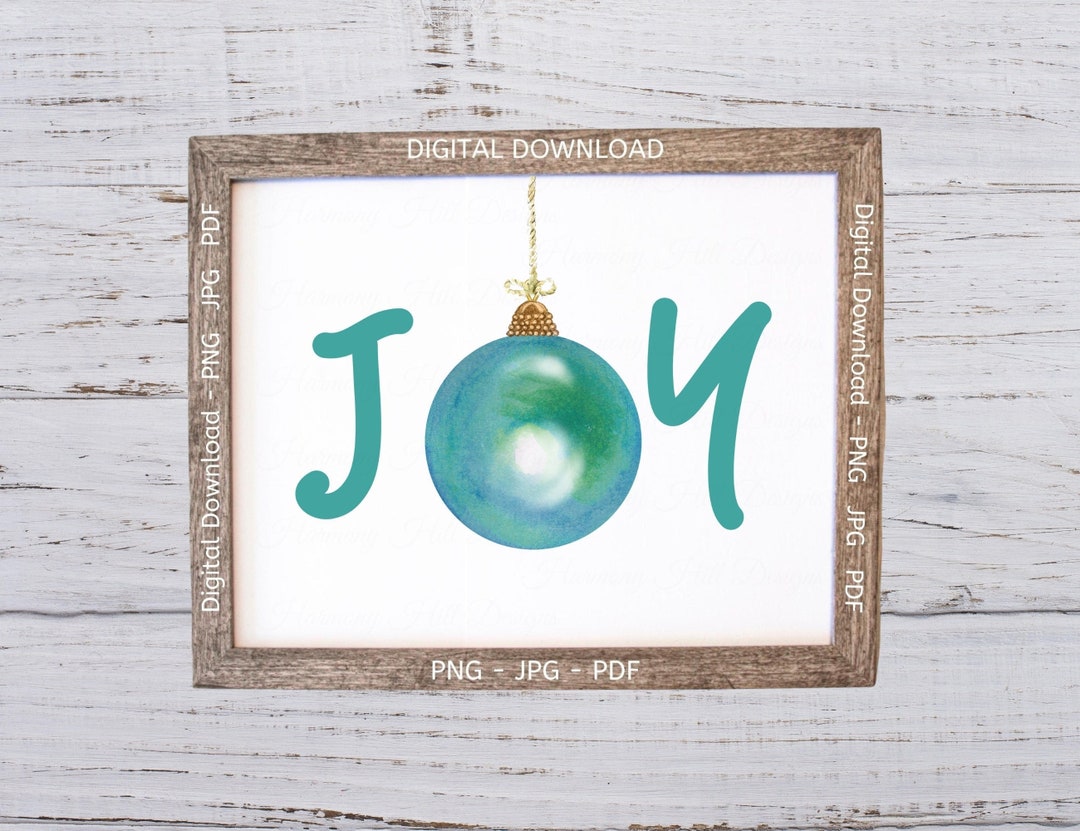 Joy Ornament Printable, Joy Christmas Wall Art, Joy Ornament PNG, Joy