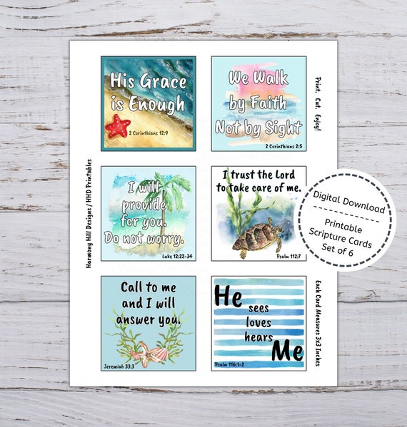 Scripture Cards Printable 3x3 Cards Tiered Tray Art | Etsy