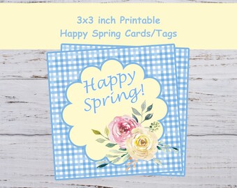 Happy Spring Tags, Flower Tags, Printable Tags, for Treat Bags