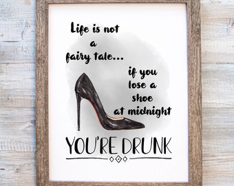 High Heel Pump, High Heel Shoe, Dressing Room Art, Bar Area Art, Funny Drinking Theme Art, Drinking Printable, Party Girl Printable, Drinks