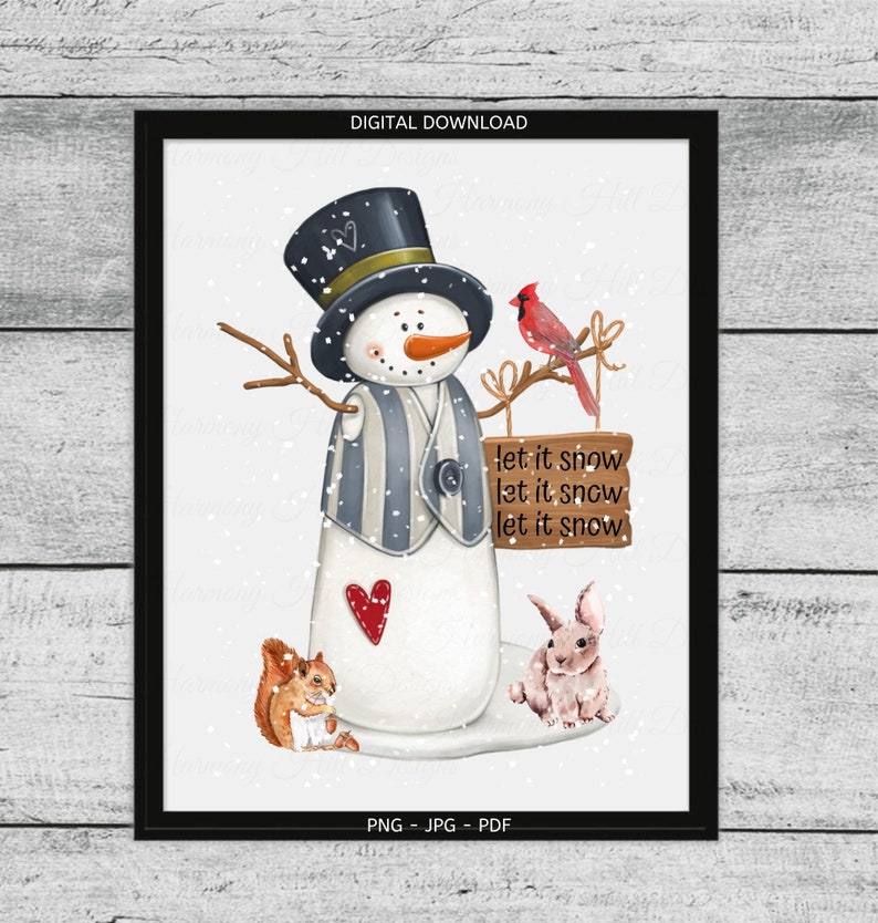 Snowman Printable Snowman Wall Decor Winter Decor Winter Etsy