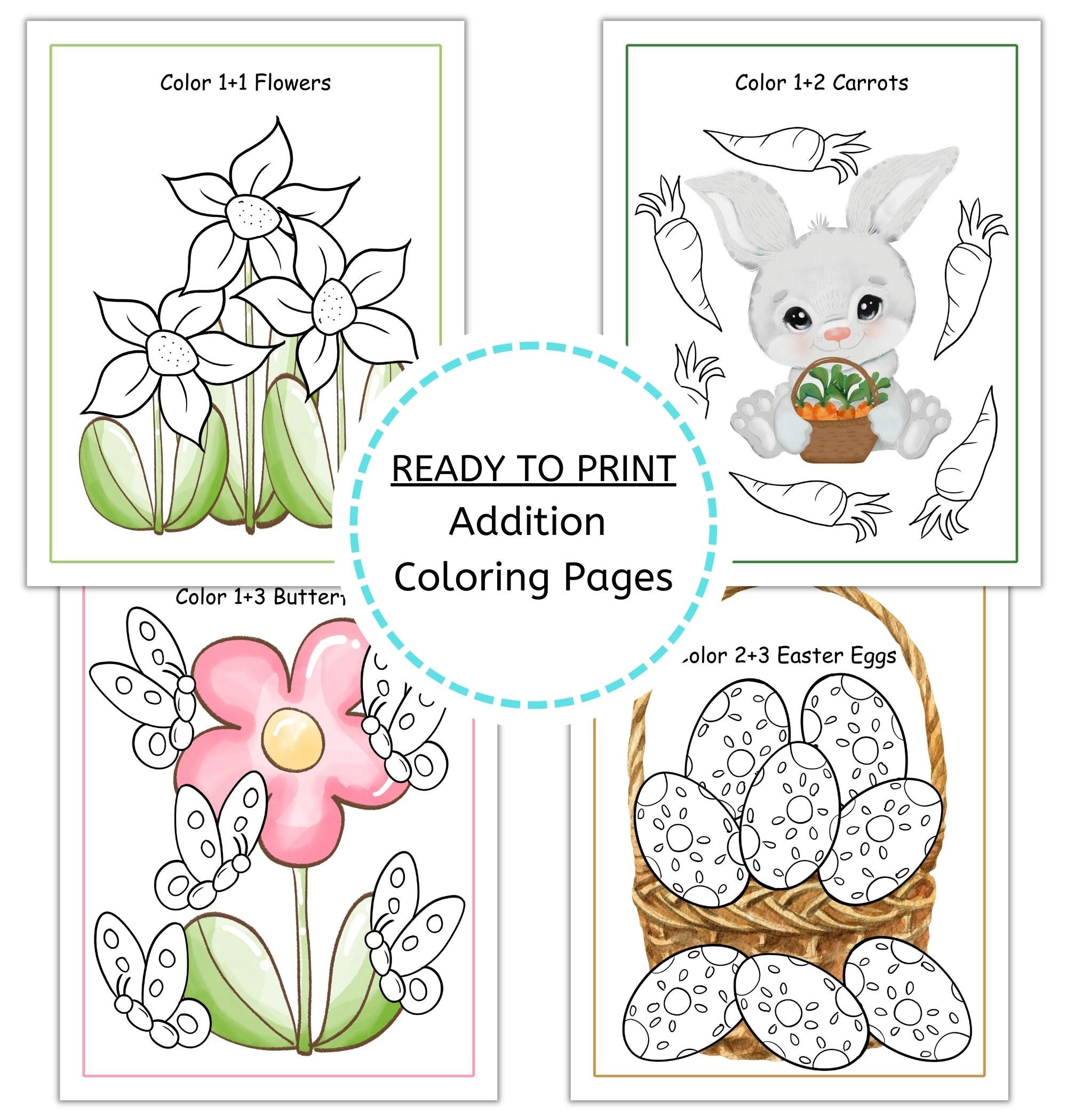 Preschool Math Worksheets, Easter Coloring Pages, Counting and Addition ...