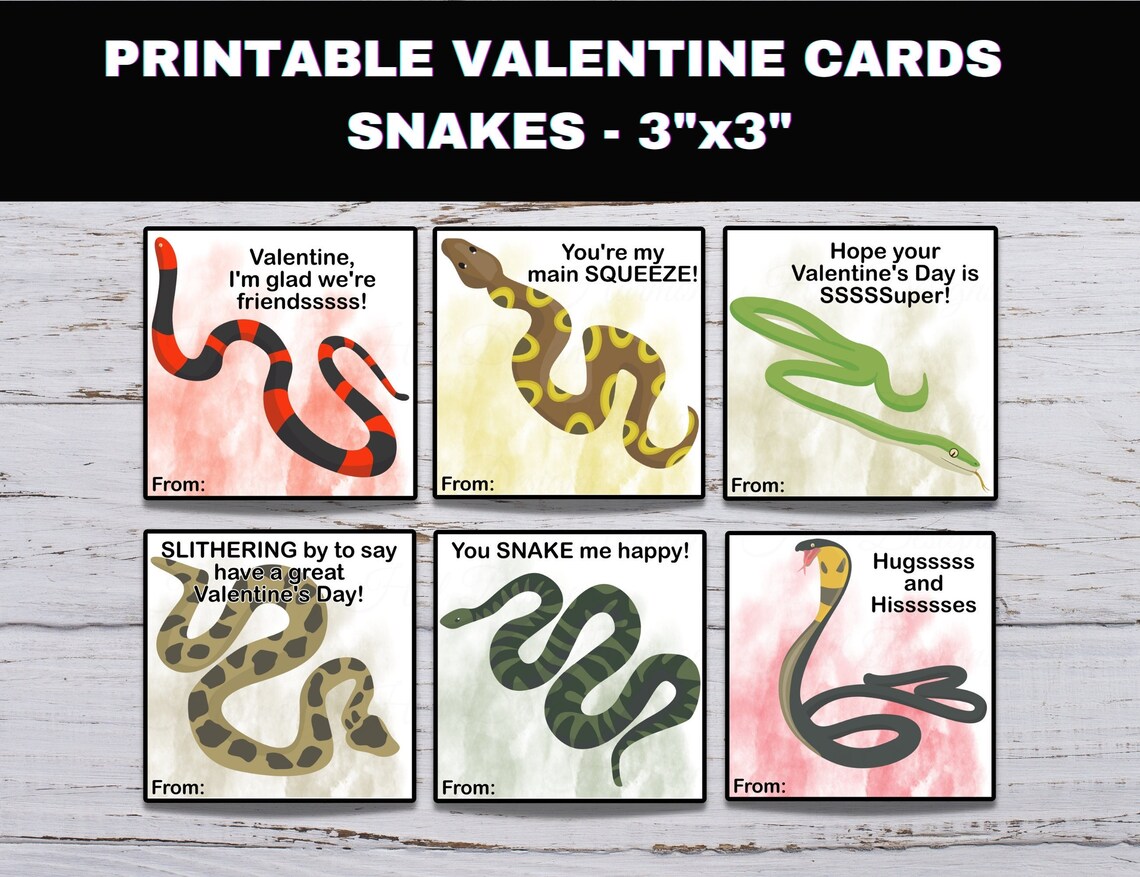 Curated visual reference: Snakes In The Classroom For Kids Reference: Snake Valentine Cards Printable Snakes Valentines Printable Valentine