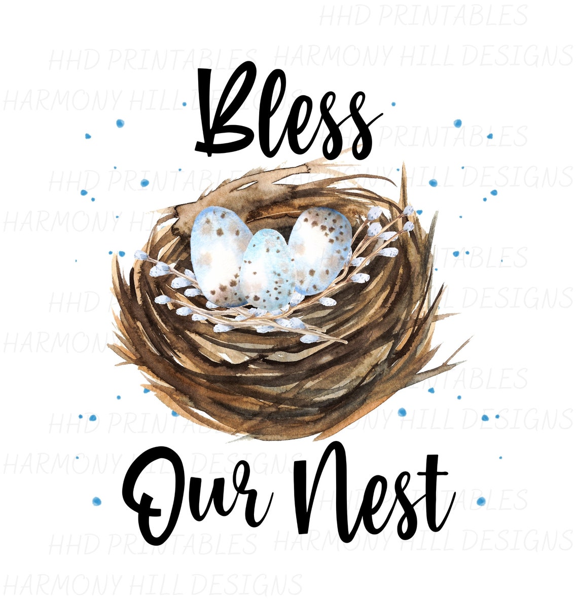 Bless Our Nest Printable, Bless Our Nest Print, Birds Nest and Eggs ...
