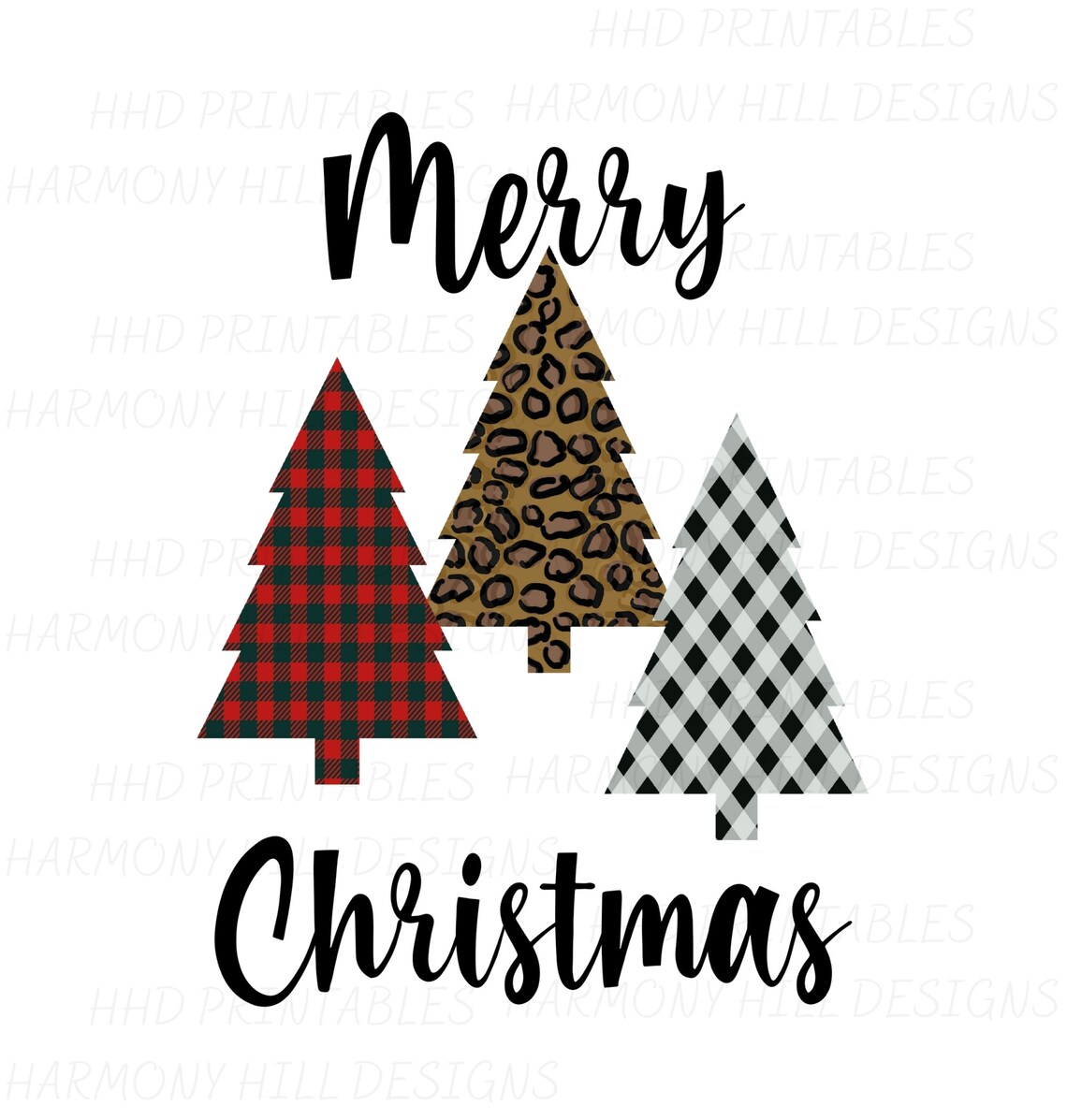 Plaid Christmas Trees Printable, Plaid Trees Sublimation, Leopard Animal Print Tree, Merry ...