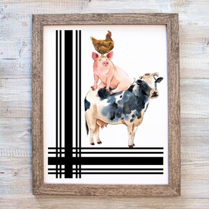 Farm Animals Printable, Cow Pig and Chicken, Farm Animals Sublimation ...
