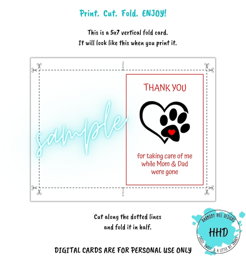 Dog Thank You Card, Pet Thank You Card, Printable Dog Thank You Card ...