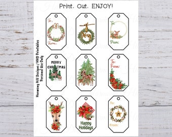 DIY Gift Tags, Printable Gift Tags, Ready to Print Tag, Gift Tag Set, Christmas Gift Tags, Christmas Theme, Printable Tags, Holiday Tags