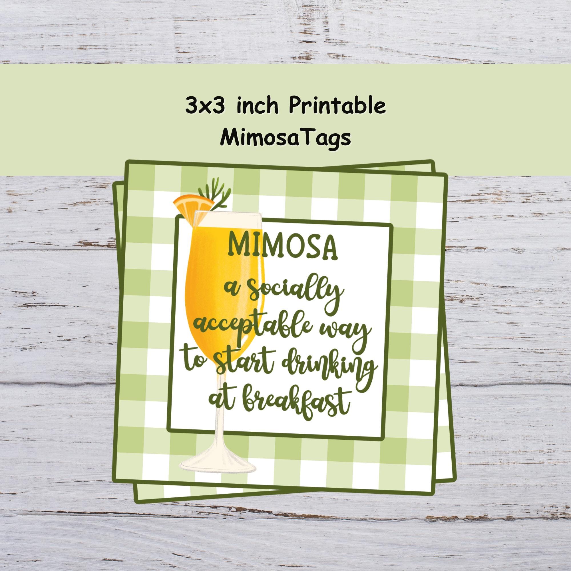 Mimosa Gift Tag, Printable Gift Tag, Mimosa Label, Mimosa Favor