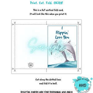 Dolphins Printable Card, I Flippin' Love You Card, Dolphin Valentine ...