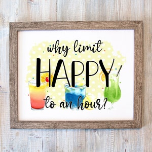 Happy Hour Printable, Happy Hour Print, Bar Sign Sublimation, Happy Hour Wall Art, Happy Hour Sign, Cocktails Design, Bar Decor, Drinking