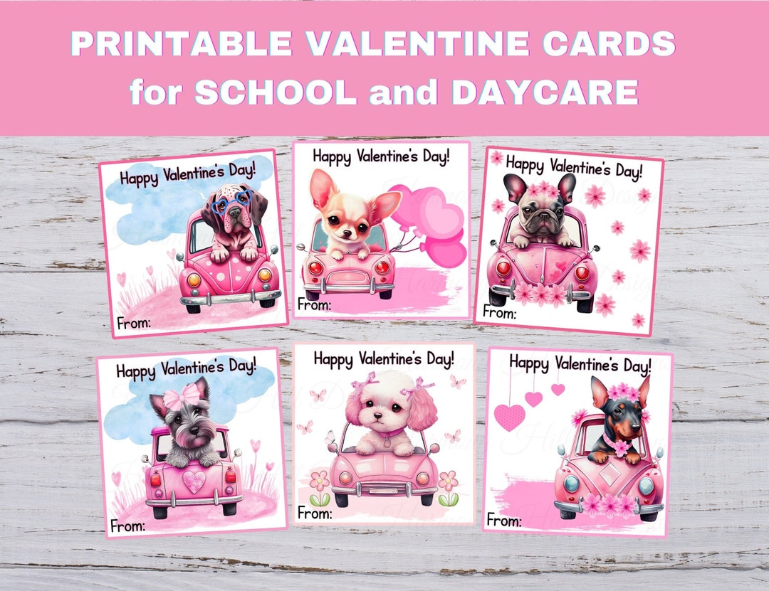 Dog Valentines for Kids, Printable Dog Valentines for Class, Printable ...