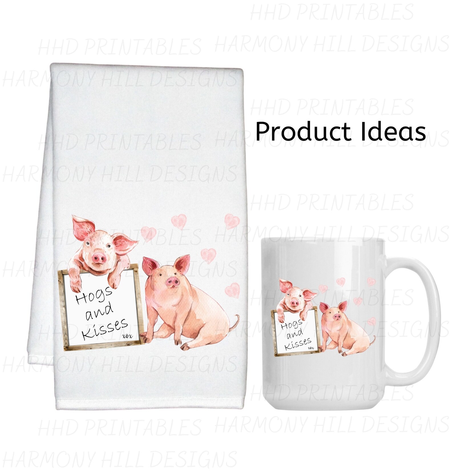 Pig Printable Pig Theme Print Hogs and Kisses Print Pigs - Etsy