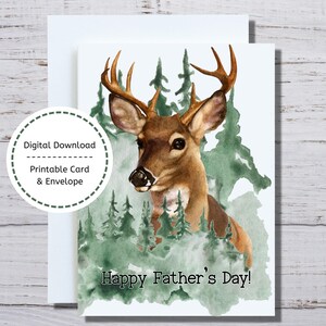Hirsch Jäger Vatertagskarte, druckbare Vatertagskarte, Big Buck für Papa, Vatertagskarte für Jäger, Vatertags-Hirschkarte zum Ausdrucken
