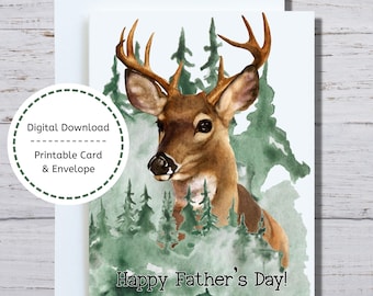 Deer Hunter Fathers Day Card, Printable Fathers Day Card, Big Buck for Dad, Father's Day Card for Hunter, Father's Day Deer Card to Print