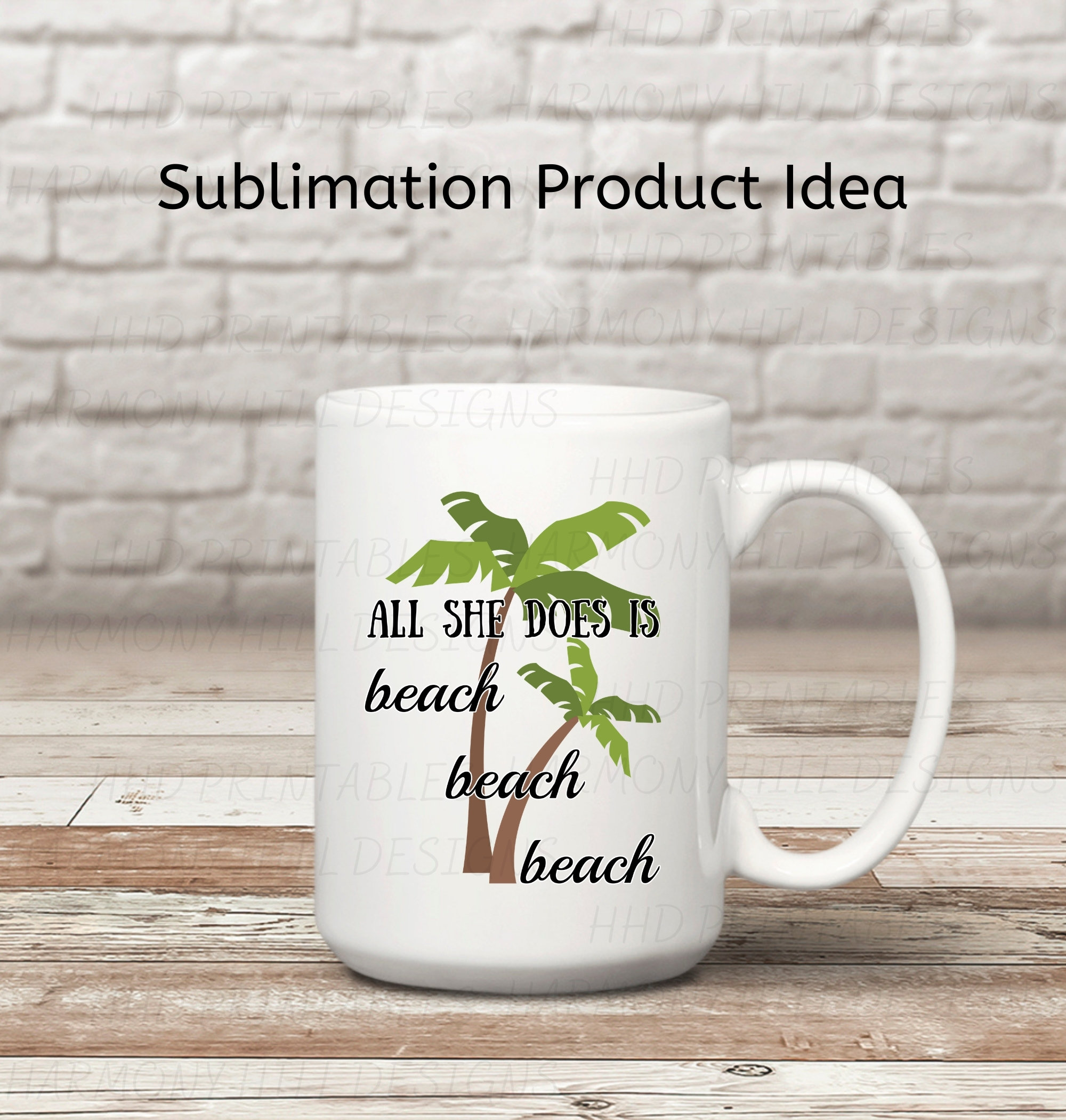 Palm Tree Printable, Beach Theme Wall Art, Palm Tree Sublimation, Beach ...
