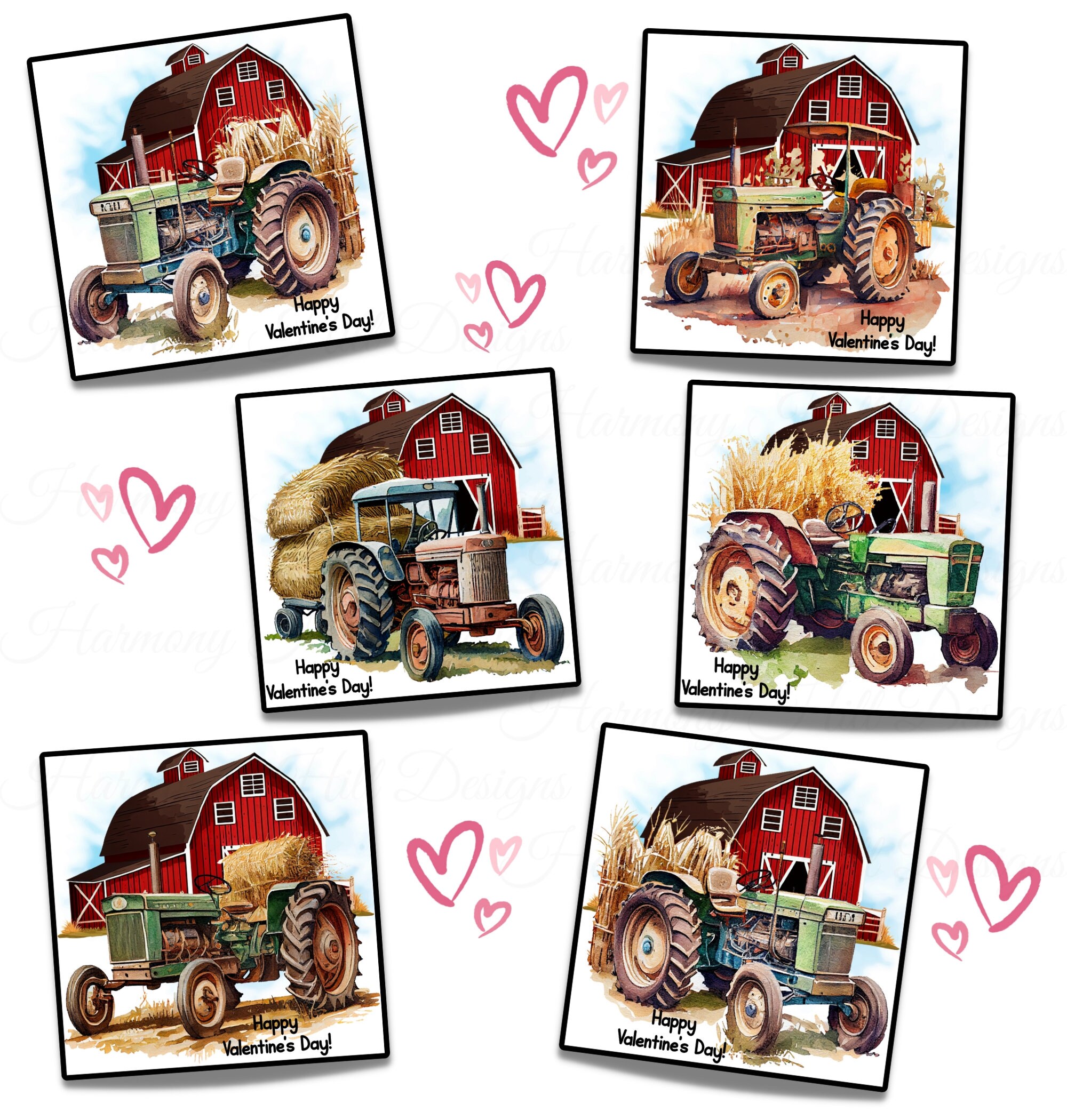 Tractor Valentines, Tractor Valentine Cards, Printable Valentine Cards ...
