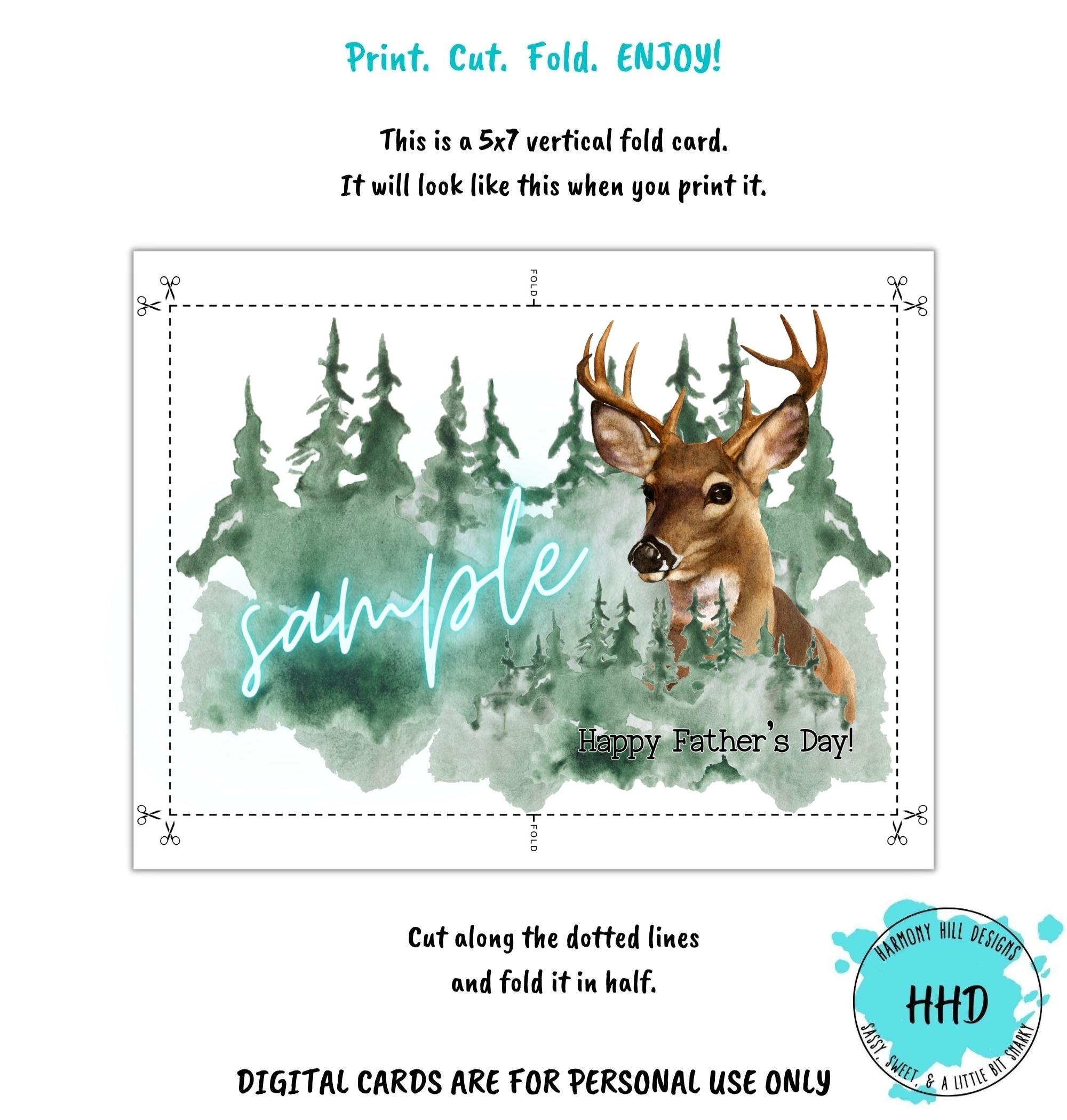 Deer Hunter Fathers Day Card, Printable Fathers Day Card, Big Buck for ...