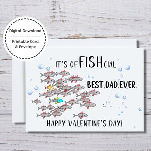 Tarjeta de San Valentín de pescado, tarjeta de San Valentín para papá, tarjeta imprimible 5x7, tarjeta de felicitación imprimible, mejor tarjeta de papá, tarjeta de pescado de papá, tarjeta de notas de papá