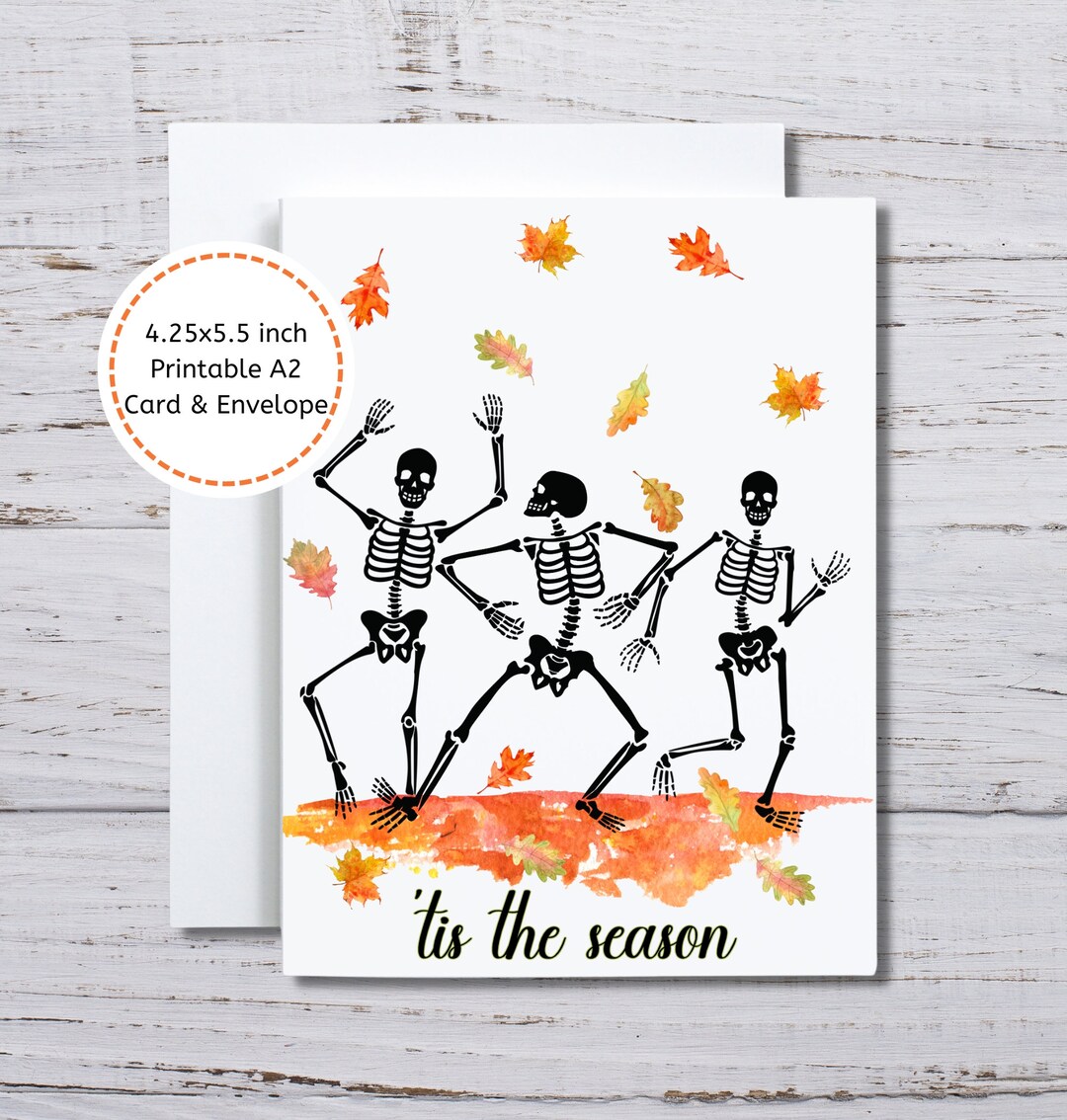 Skeleton Card, Skeleton Tis the Season Card, Dancing Skeletons ...