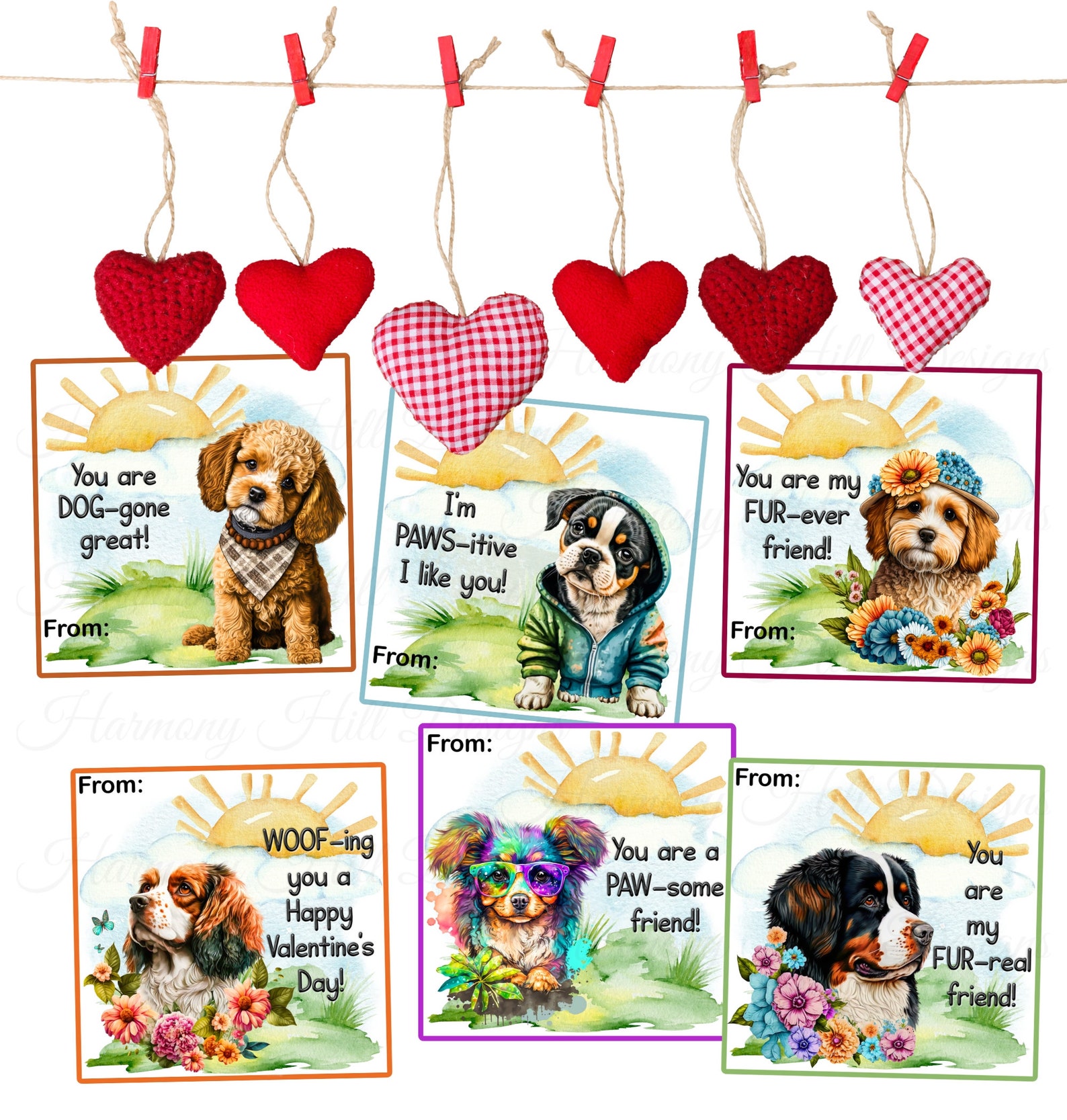 Printable Dog Valentines, Dog Valentine Cards for Kids, Printable ...