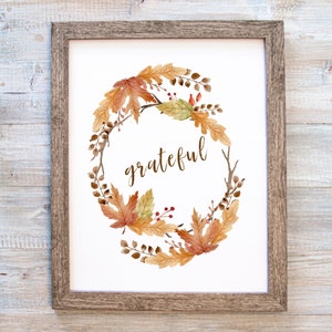 Grateful Art, Fall Grateful Wall Art, Fall Printable Art, Grateful ...