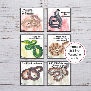 Schlangen-Valentinstagskarten, druckbare Schlangen-Valentinstagskarten, druckbare Valentinstagskarten für Kinder, Klassenzimmer-Valentinstagskarten, Schlangenkarten zum Valentinstag