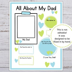All About My Dad Printable, Fathers Day Printable, All About Dad From ...