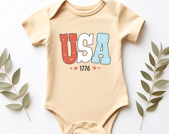 Body per neonato e maglietta per bambini del 4 luglio USA 1776 - T-shirt religiosa carina e divertente per bambini - Vestito per bambini del 4 luglio