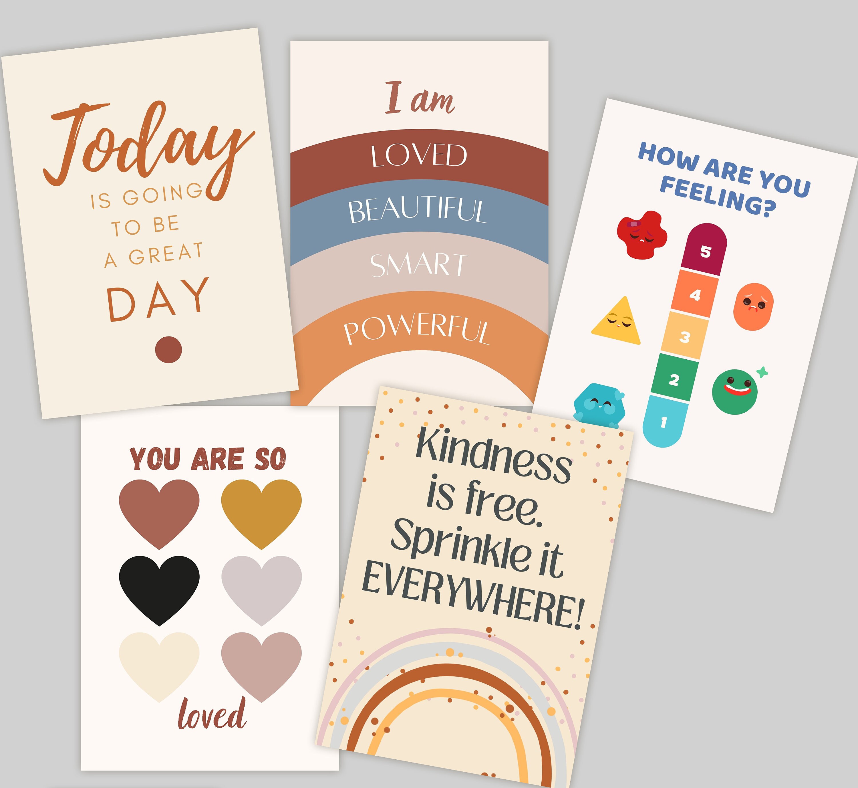 Set of 20 - Boho Educational Posters Set for Playroom - Classroom ...