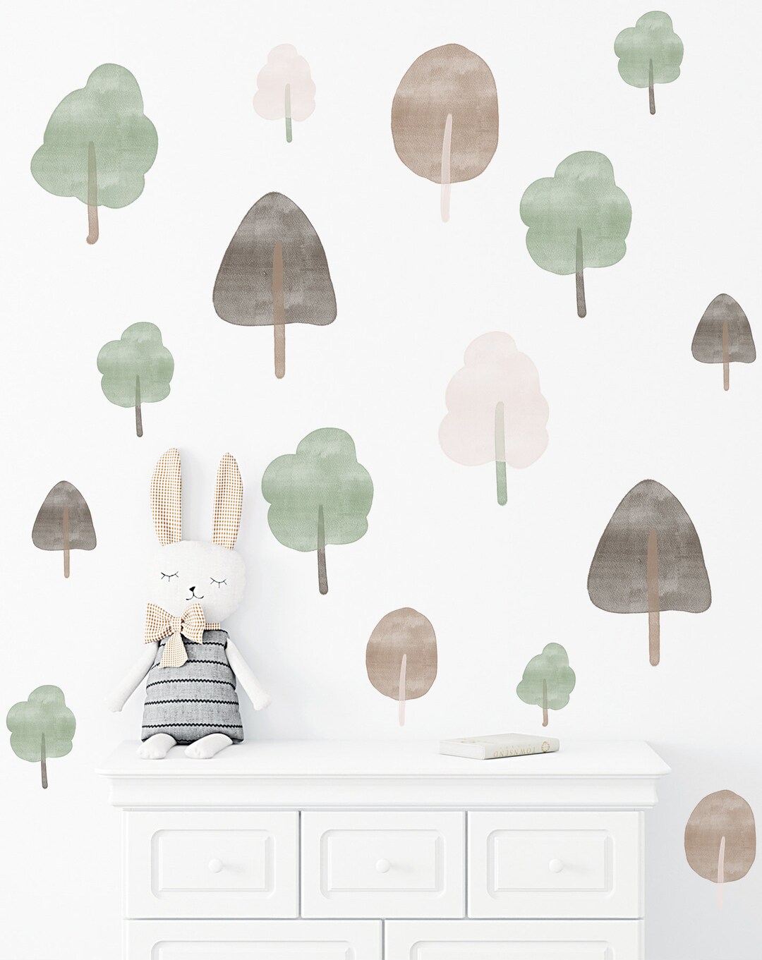 Cute Trees Kids Wall Decal Sticker Pink Watercolor Tree Removable ...