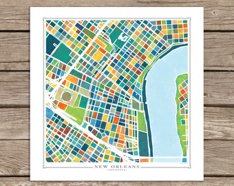 New Orleans, Louisiana - City Map Painted Art Print