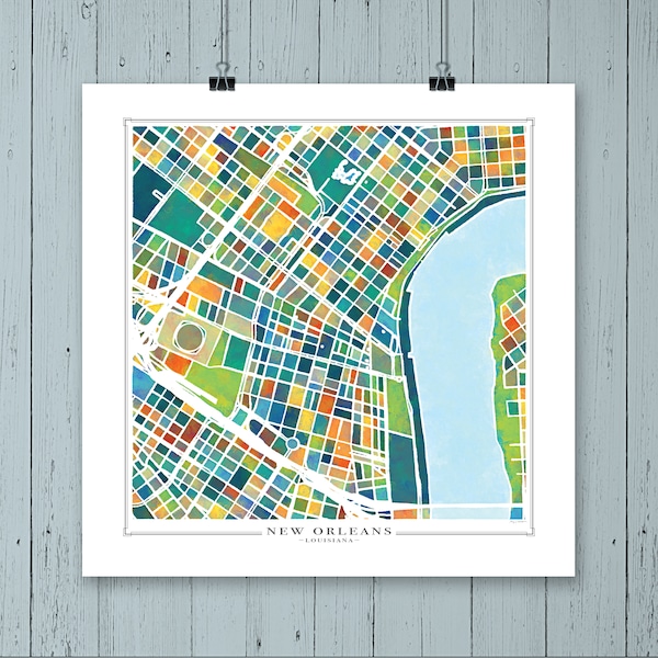 New Orleans, Louisiana- Digital Download Fine Art Map Print
