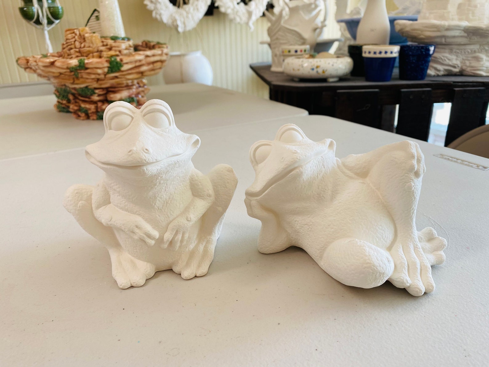 Ceramic Garden Frogs Set of 2 6 Etsy