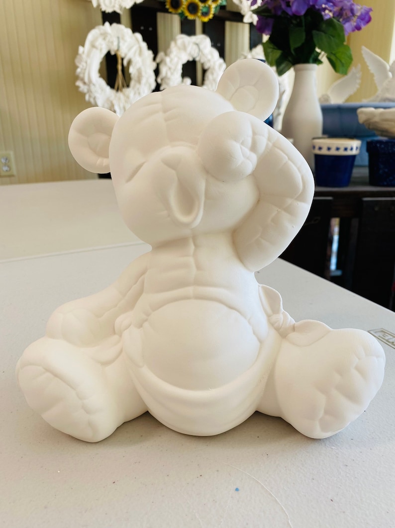 Teddy bear piggy bank 9 ready to paint bisque Etsy