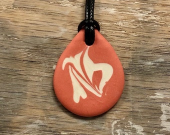 Orange and White Porcelain Necklace