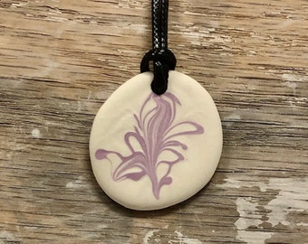 White and Purple Porcelain Necklace