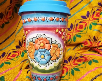 Mexican Talavera Mug "Flowers"