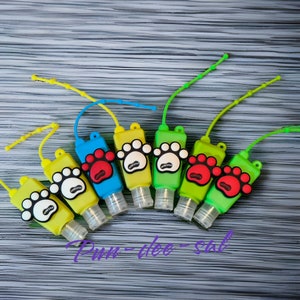 Sanitiser holder with reusable cartoon sleeve design can attach to your bag  purse or ID/Lanyard perfect for Xmas Christmas Stocking filler