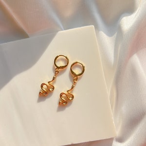 Thalia Snake Huggie earrings|gold snake earrings|snake huggies
