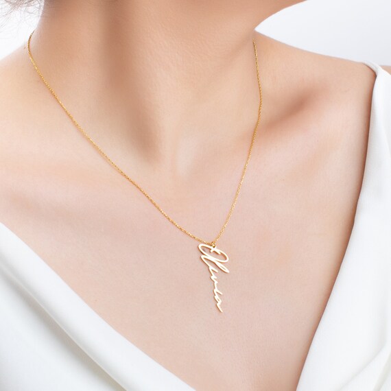 Vertical Name Necklace-hand Writing 